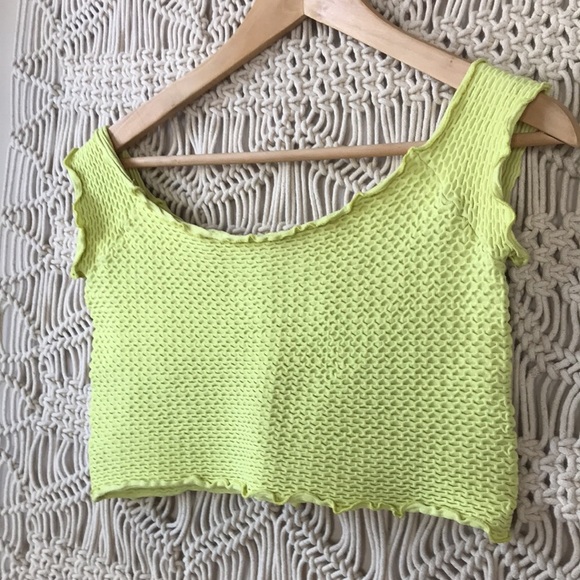Free People Intimately bright green cropped top sz M-L - Picture 5 of 5